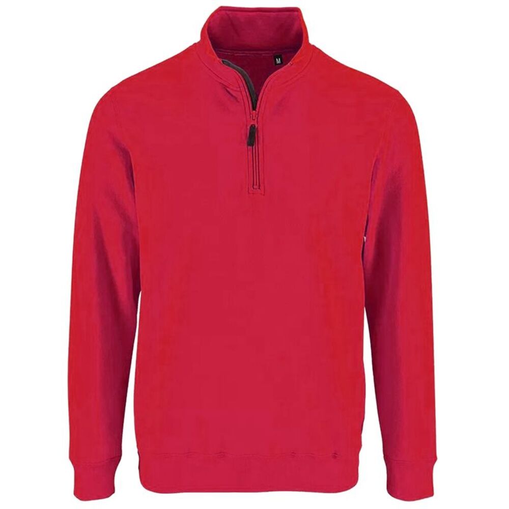 SOLS Mens Stan Contrast Zip Neck Sweatshirt / Red